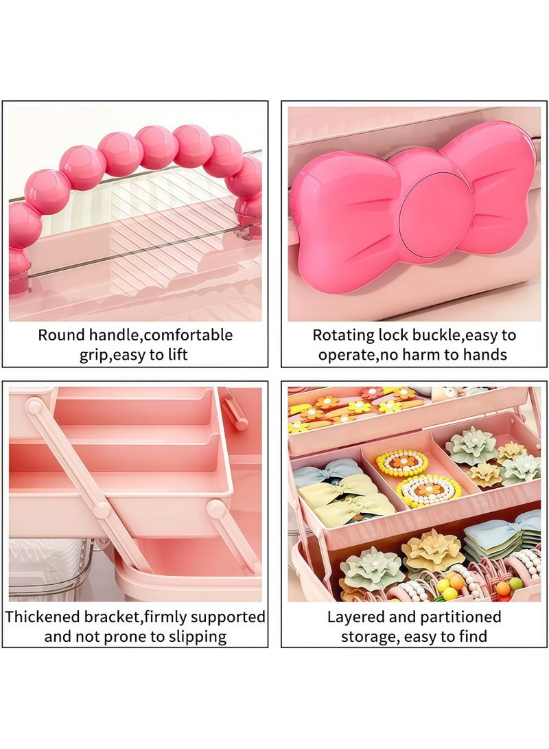 XiuWoo Kids' Storage Box,3-Layer Organizer/Basket/Trunk,Toy Storage Cube,Hair Accessories, Scrunchies & Necklaces Storage Box,Kids Hair Accessories Storage Box,Cute Girls Jewelry Organizer,Cosmetics Storage Box,Cute Lockable Jewelry Organizer Container,Durable And Washabl,for Hairpin Barrette, Practical Travel Gift,for Girls & Women - Image 3